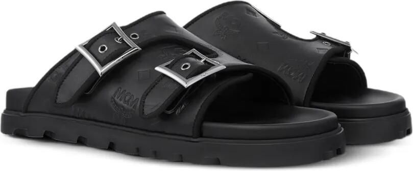 MCM Leren sandalen met monogram-reliëf Zwart - Foto 5