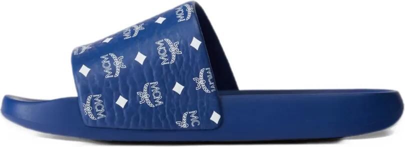 MCM monogram-print rubber slides Blauw