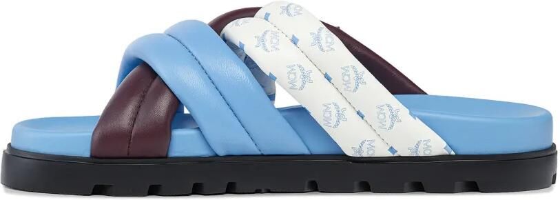 MCM Sandalen met gekruiste bandjes en logo Blauw