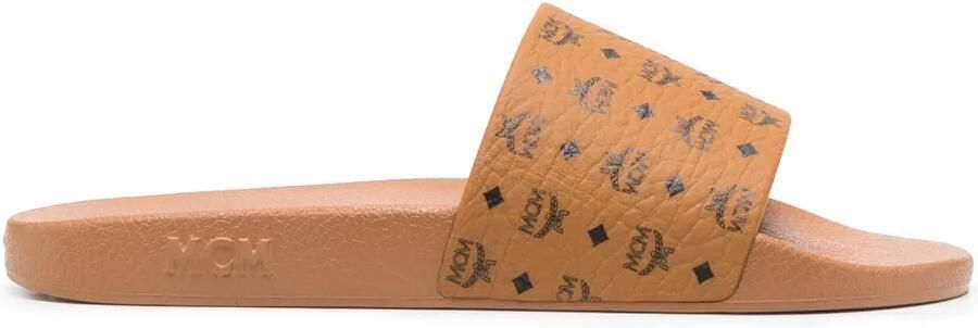 MCM Slippers met logoprint Bruin