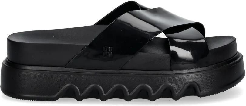 Melissa Cozy Cross slippers met plateauzool Zwart