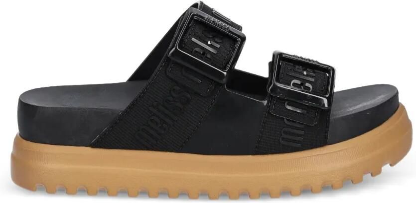 Melissa Cozy M Lover slippers met gespsluiting en logoprint Zwart