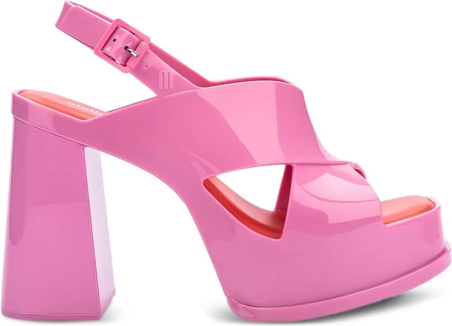 Melissa Dance sandalen met gekruiste bandjes en blokhak Roze