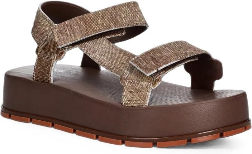 Melissa Flowing sandalen met plateauzool en klittenband Bruin - Foto 2