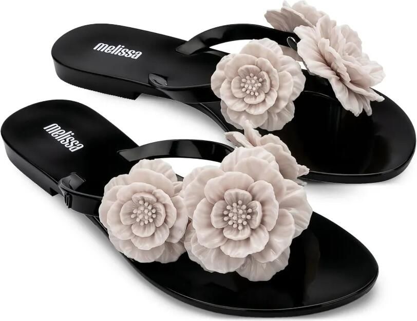 Melissa Harmonic Springtime teenslippers verfraaid met bloemen Zwart - Foto 3