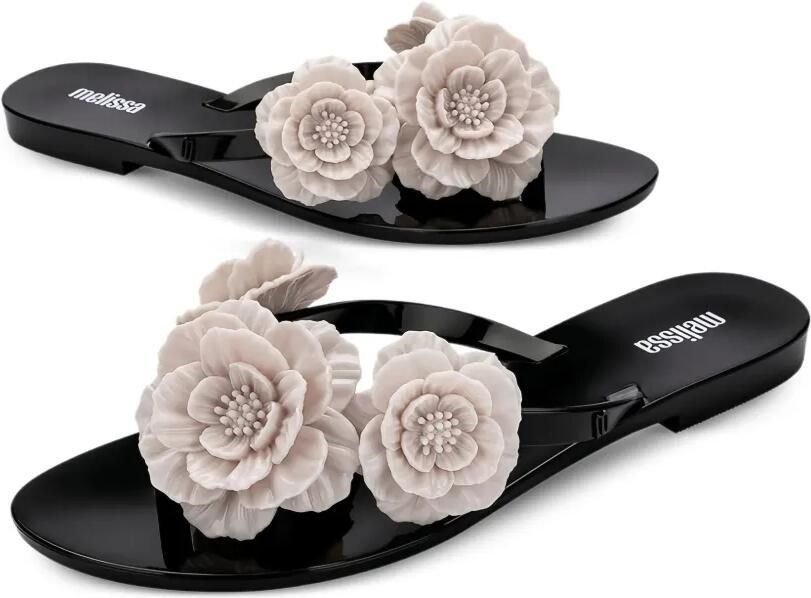 Melissa Harmonic Springtime teenslippers verfraaid met bloemen Zwart - Foto 4