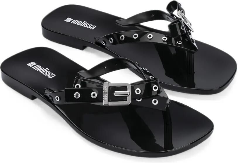 Melissa Harmonic Square teenslippers met strikdetail Zwart