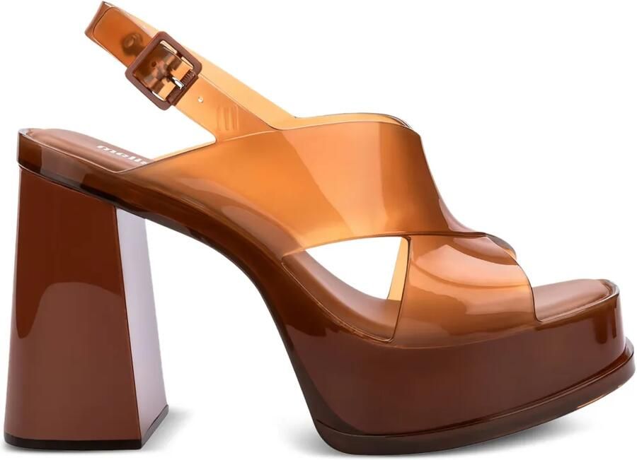 Melissa Pumps met gekruiste bandjes en plateauzool Bruin