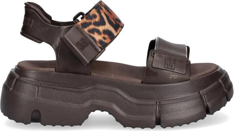Melissa Sandalen met luipaardprint en klittenband Bruin