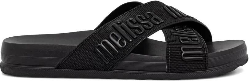 Melissa Slippers met logo-print en gekruiste bandjes Zwart