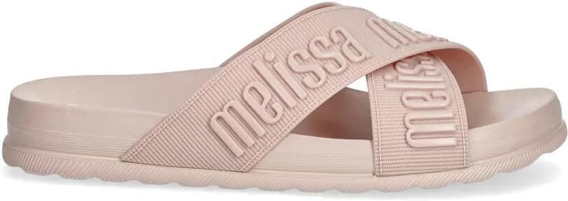 Melissa Slippers met logo-reliëf en gekruiste bandjes Roze