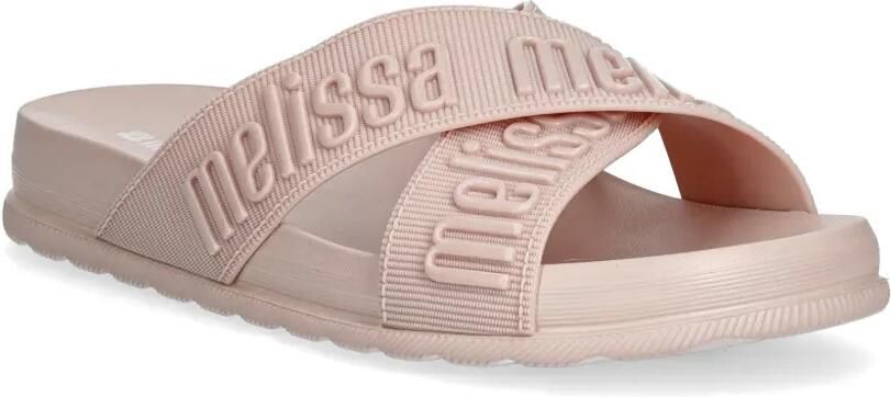 Melissa Slippers met logo-reliëf en gekruiste bandjes Roze - Foto 4