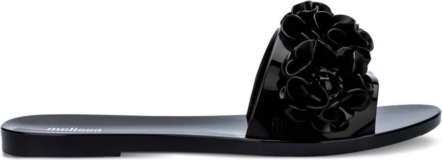 Melissa Slippers verfraaid met bloemen Zwart