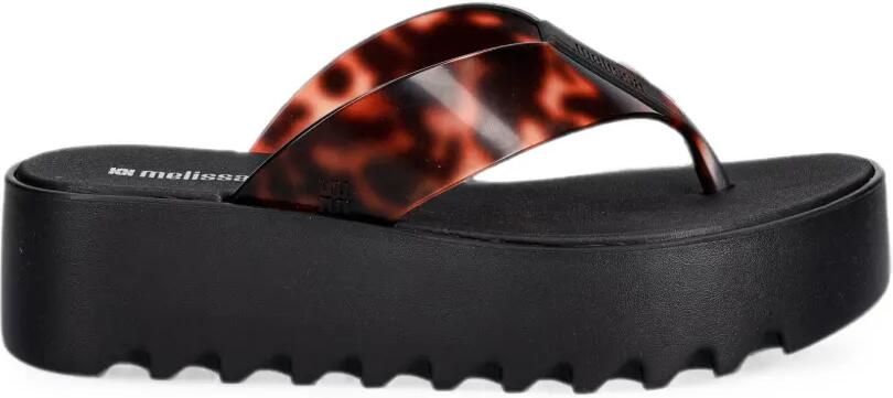 Melissa Teenslippers met schildpadschild-design en plateauzool Zwart