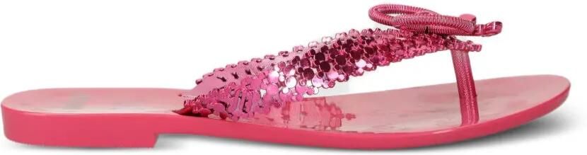 Melissa x Disney Harmonic Chrome teenslippers verfraaid met pailletten en strik Roze
