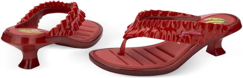 Melissa x Ganni sandalen met kitten hak en ruches Rood - Foto 4