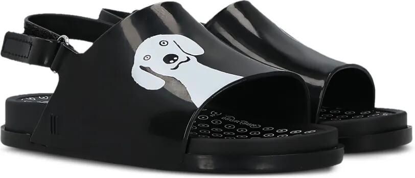 Melissa x10 CORSO COMO slingback sandalen met hondenprint Zwart