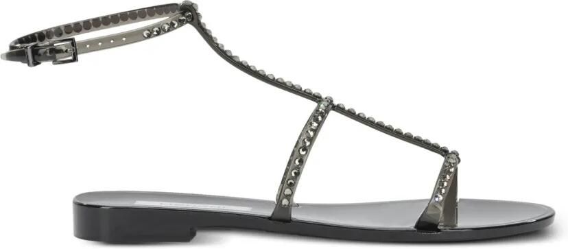 MENGHI Sandalen verfraaid met kristallen en gekooid bandje Zwart
