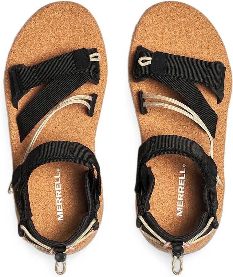 Merrell Sandalen met klittenband en kurken zool Zwart - Foto 2