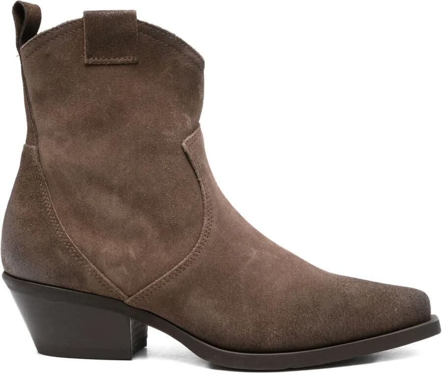 Metisse 50 mm suède cowboylaarzen met puntige neus Bruin
