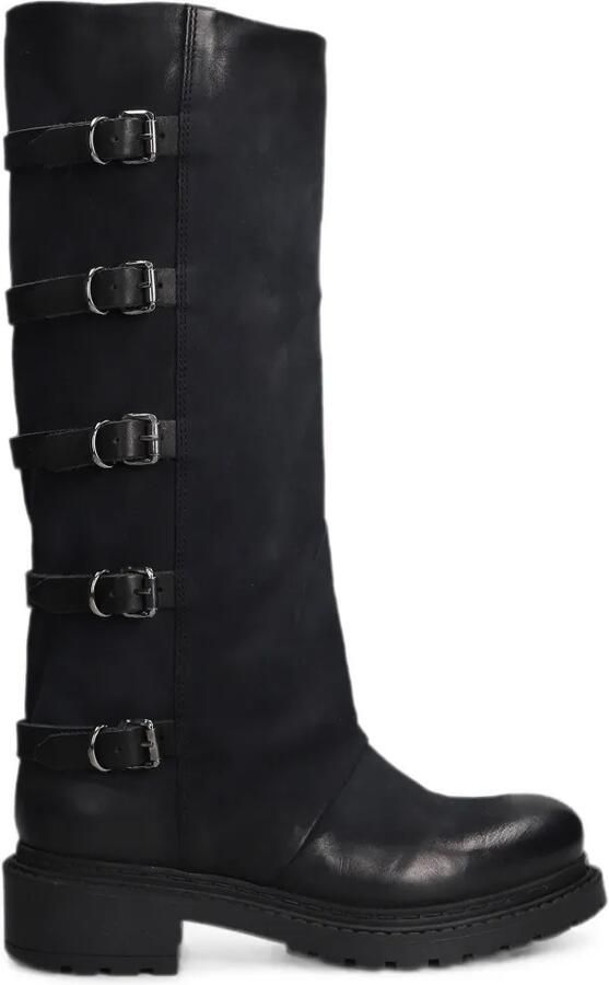 Metisse Nubuck laarzen met gespdetail Zwart