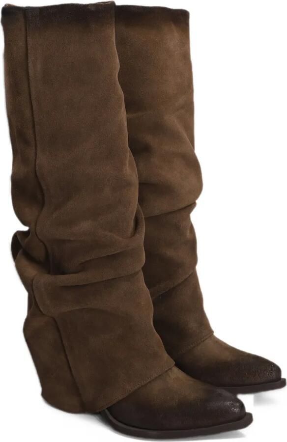 Metisse slouchy-effect leather boots Bruin - Foto 3