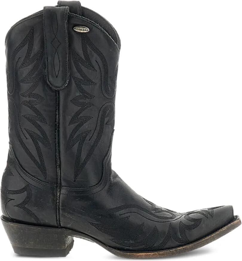 Mexicana Aguila Mex 10 embroidered leather ankle boots Zwart