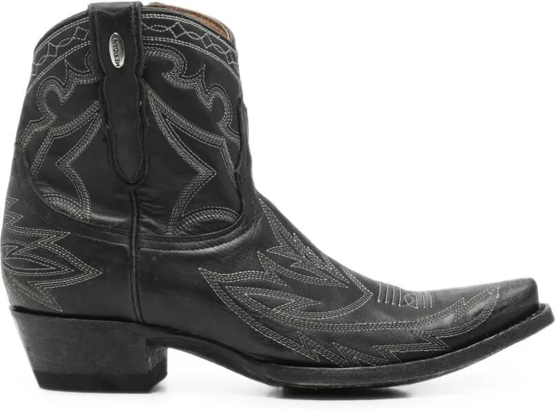 Mexicana embroidered leather boots Zwart