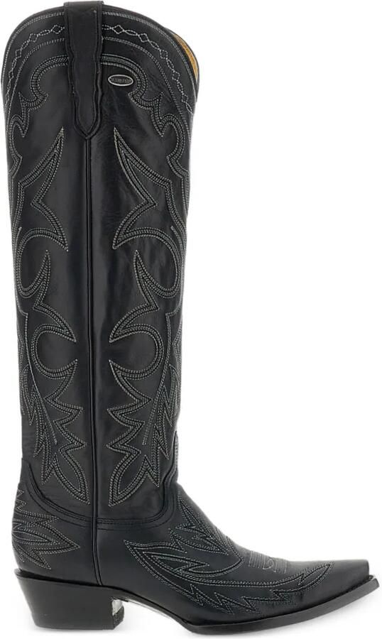 Mexicana Fantasia 17 embroidered leather boots Zwart