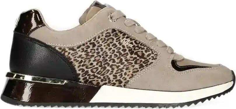 MEXX Fleur Ellen sneakers met luipaardprint en vlakken Beige