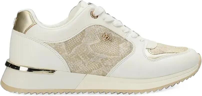 MEXX Fleur Ellen sneakers met metallic vlak en slangen-effect Wit