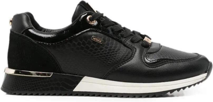 MEXX Fleur sneakers met slangen-effect en vlakken Zwart