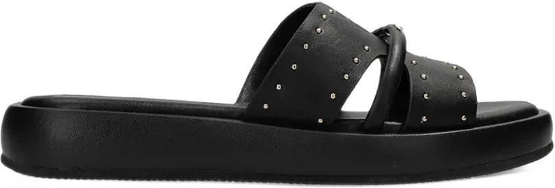 MEXX Lotus II Pacha studded crossover-strap slides Zwart
