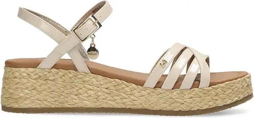 MEXX Sandalen met geweven plateauzool en gesp Beige