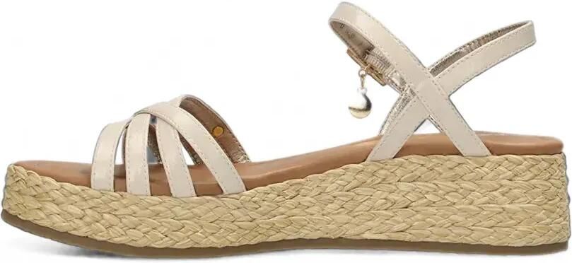 MEXX Sandalen met geweven plateauzool en gesp Beige - Foto 4