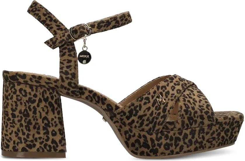 MEXX Sandalen met luipaardprint en plateauzool Bruin