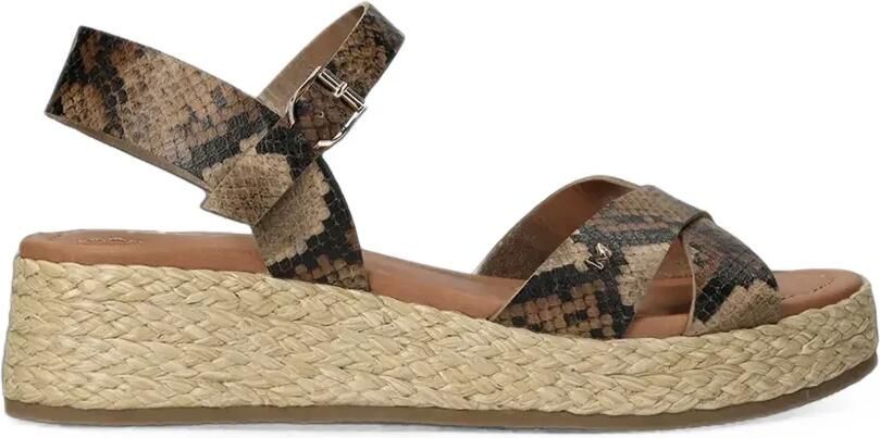 MEXX Espadrilles met slangen-effect Bruin