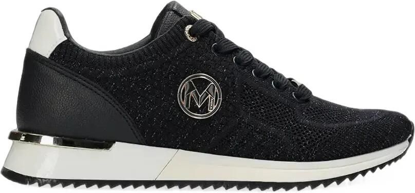 MEXX Sneakers met logoplakkaat en glitters Zwart