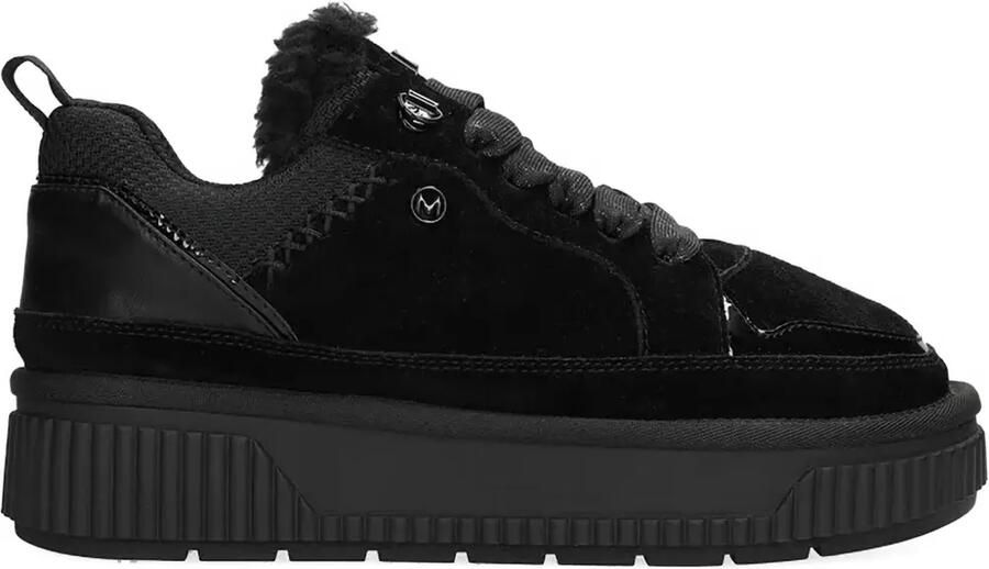 MEXX Sneakers met plateauzool en imitatiebont Zwart