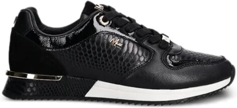 MEXX Sneakers met reptiel-effect en vlakken Zwart