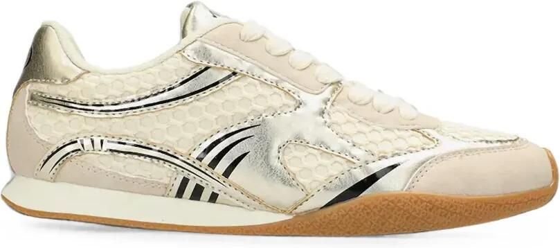 MEXX Tula Suzy sneakers met metallic-effect en mesh vlak Beige
