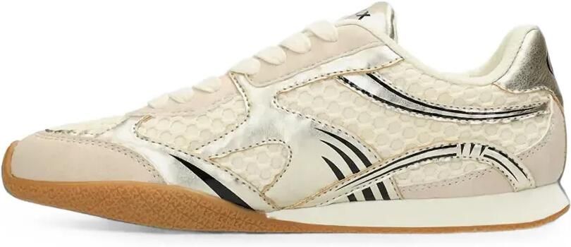 MEXX Tula Suzy sneakers met metallic-effect en mesh vlak Beige - Foto 3