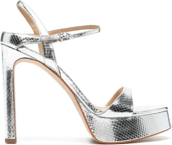 Michael Kors Amara 130mm leather platform sandals Zilver