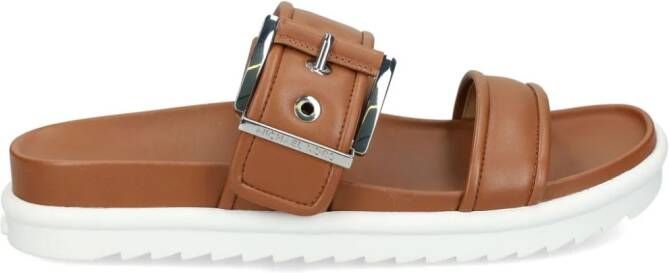 Michael Kors Leren sandalen met gesp Bruin