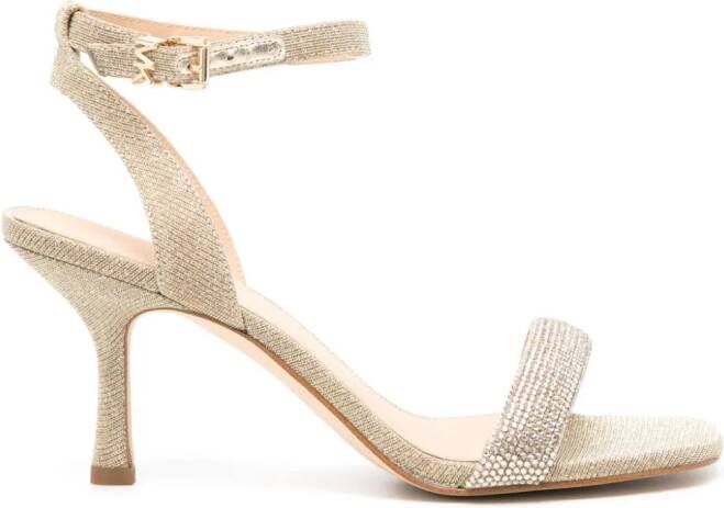 Michael Kors Carrie 75mm leren sandalen verfraaid met stras Goud