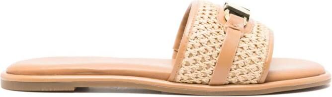 Michael Kors Ember slippers met logoplakkaat Beige