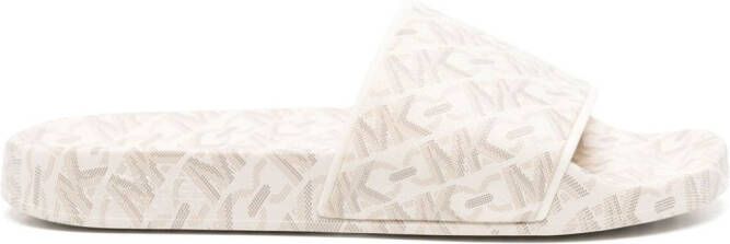 Michael Kors Gilmore monogram-pattern slides Beige