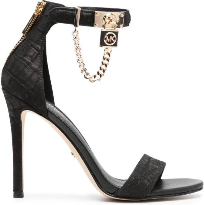 Michael Kors Hamilton 100mm chain-embellished leather sandals Zwart