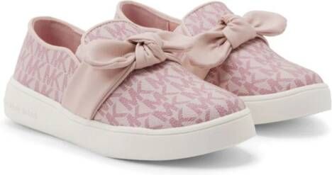 Michael Kors Kids bow-detail monogram-print sneakers Roze