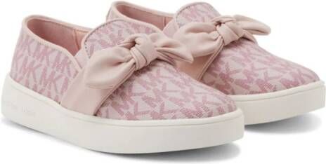 Michael Kors Kids bow-detail monogram-print sneakers Roze